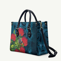 New Zealand Matariki Piwakawaka Leather Bag Maori Koru With Pohutukawa Flowers