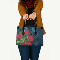 New Zealand Matariki Piwakawaka Leather Bag Maori Koru With Pohutukawa Flowers