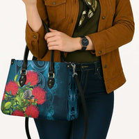 New Zealand Matariki Piwakawaka Leather Bag Maori Koru With Pohutukawa Flowers