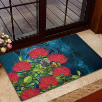 New Zealand Matariki Piwakawaka Rubber Doormat Maori Koru With Pohutukawa Flowers