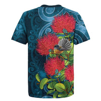 New Zealand Matariki Piwakawaka Rugby Jersey Maori Koru With Pohutukawa Flowers