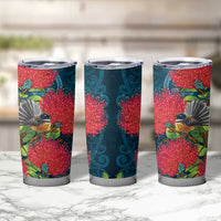 New Zealand Matariki Piwakawaka Tumbler Cup Maori Koru With Pohutukawa Flowers