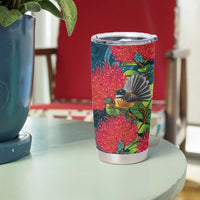 New Zealand Matariki Piwakawaka Tumbler Cup Maori Koru With Pohutukawa Flowers