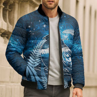 New Zealand Matariki Bomber Puffer Jacket Pigeon Kereru Maori Fern Art