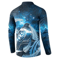 New Zealand Matariki Button Sweatshirt Pigeon Kereru Maori Fern Art