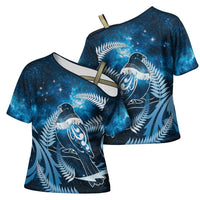 New Zealand Matariki Cross Shoulder Shirt Pigeon Kereru Maori Fern Art