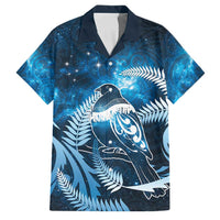 New Zealand Matariki Family Matching Tank Maxi Dress and Hawaiian Shirt Pigeon Kereru Maori Fern Art LT05 Dad's Shirt - Short Sleeve Blue - Polynesian Pride