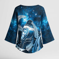 New Zealand Matariki Kimono Sleeve Blouse Pigeon Kereru Maori Fern Art