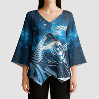 New Zealand Matariki Kimono Sleeve Blouse Pigeon Kereru Maori Fern Art