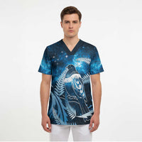 New Zealand Matariki Scrub Top Pigeon Kereru Maori Fern Art LT05 - Polynesian Pride