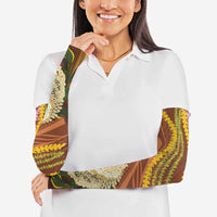 Hawaii King Kamehameha Arm Sleeves Hawaiian Kakau Pattern With Leis