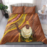 Hawaii King Kamehameha Bedding Set Hawaiian Kakau Pattern With Leis