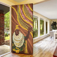 Hawaii King Kamehameha Door Cover Hawaiian Kakau Pattern With Leis