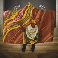 Hawaii King Kamehameha Hooded Blanket Hawaiian Kakau Pattern With Leis LT05 - Polynesian Pride