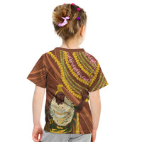 Hawaii King Kamehameha Kid T Shirt Hawaiian Kakau Pattern With Leis LT05 - Polynesian Pride