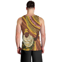 Hawaii King Kamehameha Men Tank Top Hawaiian Kakau Pattern With Leis