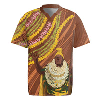 Hawaii King Kamehameha Rugby Jersey Hawaiian Kakau Pattern With Leis