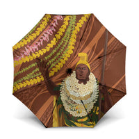 Hawaii King Kamehameha Umbrella Hawaiian Kakau Pattern With Leis