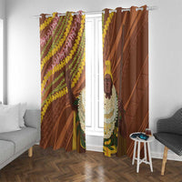 Hawaii King Kamehameha Window Curtain Hawaiian Kakau Pattern With Leis