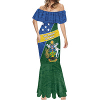Personalised Solomon Islands Independence Day Mermaid Dress With Coat Of Arms LT05 - Polynesian Pride
