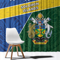 Solomon Islands Independence Day Window Curtain With Coat Of Arms