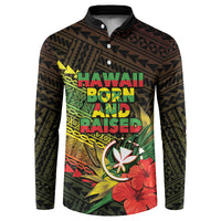 Personalized Hawaii Born and Raised Button Sweatshirt Kanaka Maoli Flag Day