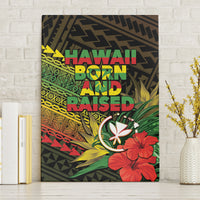 Hawaii Born and Raised Canvas Wall Art Kanaka Maoli Flag Day