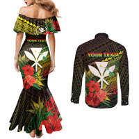 Personalized Hawaii Born and Raised Couples Matching Mermaid Dress and Long Sleeve Button Shirt Kanaka Maoli Flag Day LT05 - Polynesian Pride