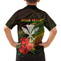 Personalized Hawaii Born and Raised Family Matching Short Sleeve Bodycon Dress and Hawaiian Shirt Kanaka Maoli Flag Day