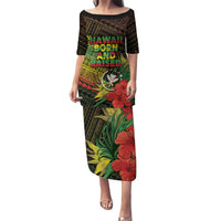 Personalized Hawaii Born and Raised Puletasi Kanaka Maoli Flag Day LT05 Long Dress Reggae - Polynesian Pride