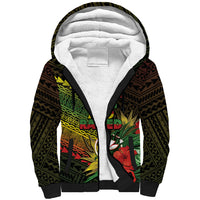 Personalized Hawaii Born and Raised Sherpa Hoodie Kanaka Maoli Flag Day LT05 Unisex Reggae - Polynesian Pride