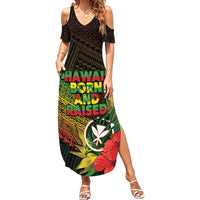 Personalized Hawaii Born and Raised Summer Maxi Dress Kanaka Maoli Flag Day LT05 Women Reggae - Polynesian Pride