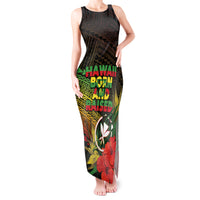 Personalized Hawaii Born and Raised Tank Maxi Dress Kanaka Maoli Flag Day LT05 Women Reggae - Polynesian Pride