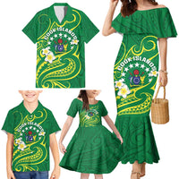 Cook Islands Happy Constitution Day Family Matching Mermaid Dress and Hawaiian Shirt Pattern Tribal Art