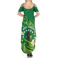 Cook Islands Happy Constitution Day Family Matching Summer Maxi Dress and Hawaiian Shirt Pattern Tribal Art