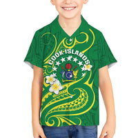 Cook Islands Happy Constitution Day Kid Hawaiian Shirt Pattern Tribal Art