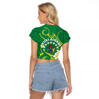 Cook Islands Happy Constitution Day Raglan Cropped T Shirt Pattern Tribal Art