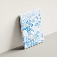 Polynesia Hammerhead Shark Canvas Wall Art Tropical Flowers Tribal Pattern Blue