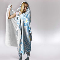 Polynesia Hammerhead Shark Hooded Blanket Tropical Flowers Tribal Pattern Blue LT05 - Polynesian Pride