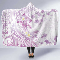 Polynesia Hammerhead Shark Hooded Blanket Tropical Flowers Tribal Pattern Lavender LT05 One Size Purple - Polynesian Pride