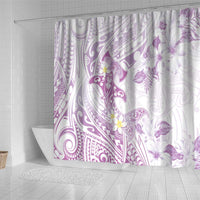 Polynesia Hammerhead Shark Shower Curtain Tropical Flowers Tribal Pattern Lavender