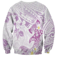 Polynesia Hammerhead Shark Sweatshirt Tropical Flowers Tribal Pattern Lavender