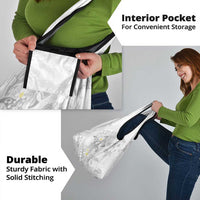 Polynesia Hammerhead Shark Grocery Bag Tropical Flowers Tribal Pattern White