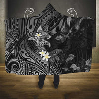 Polynesia Hammerhead Shark Hooded Blanket Tropical Flowers Tribal Pattern Black LT05 - Polynesian Pride