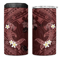 Polynesia Hammerhead Shark 4 in 1 Can Cooler Tumbler Tropical Flowers Tribal Pattern Oxblood