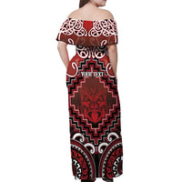 Personalised New Zealand Aotearoa Off Shoulder Maxi Dress Te Reo Maori Ake Ake Ake - Polynesian Pride
