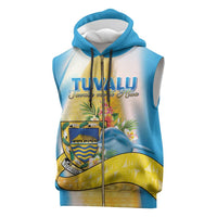 Personalised Tuvalu Independence Day Sleeveless Zip Hoodie Tuvalu Mo Te Atua - Polynesian Pride