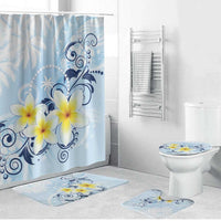 FSM Chuuk Constitution Day Bathroom Set Polynesian Curves Plumeria LT05 Bathroom Set (4 pcs) Blue - Polynesian Pride