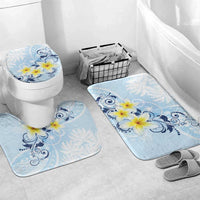 FSM Chuuk Constitution Day Bathroom Set Polynesian Curves Plumeria LT05 Mat Set Only (3 pcs) One Size Blue - Polynesian Pride