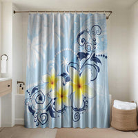 FSM Chuuk Constitution Day Bathroom Set Polynesian Curves Plumeria LT05 Shower Curtain Only Blue - Polynesian Pride
